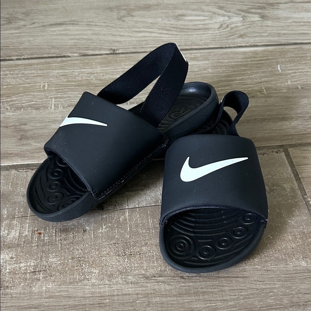 Nike Kids Black and White Slide Sandals